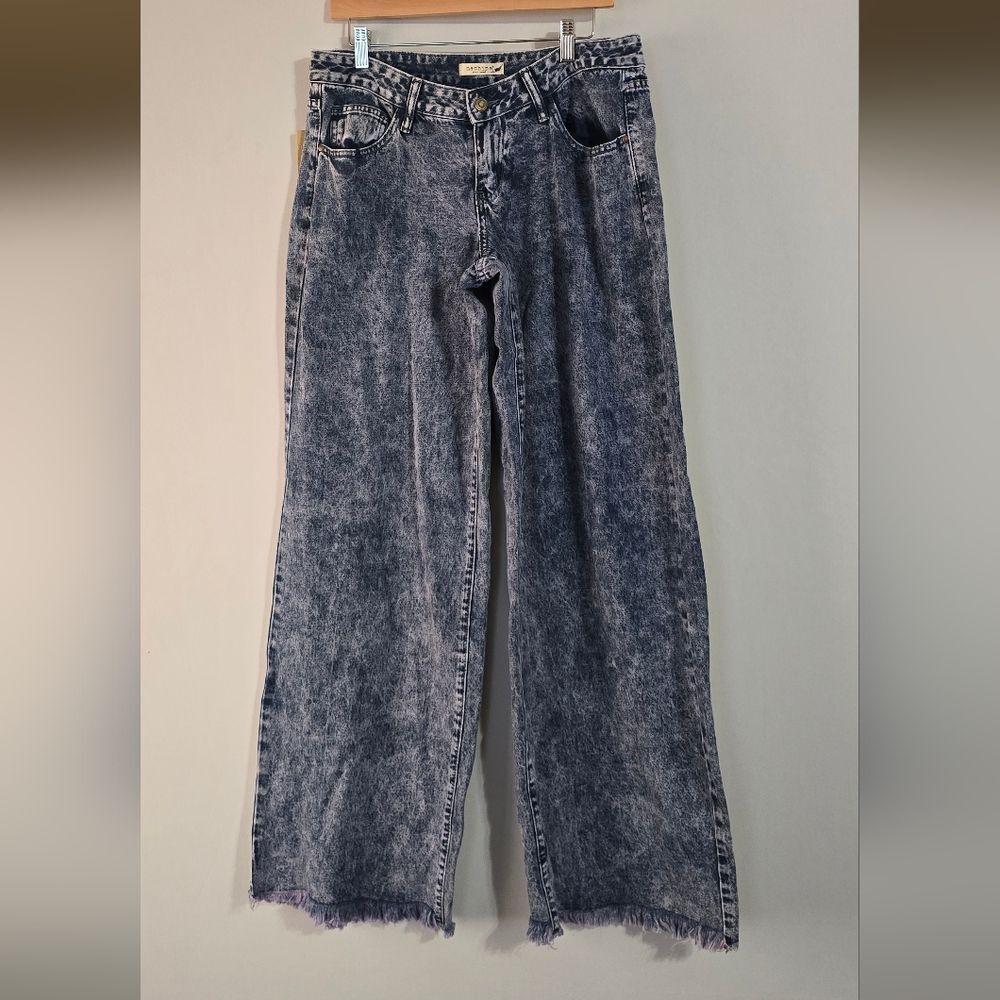 Machine Blue Acid Wash Flare Jeans